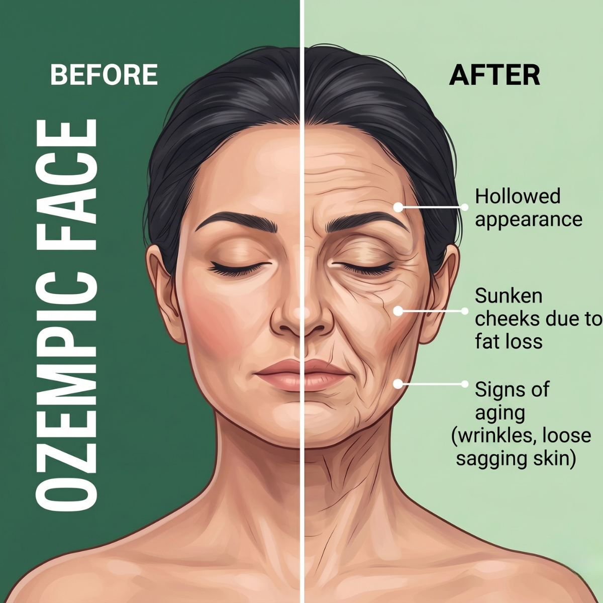 'Ozempic face' — hollow cheeks and sagging skin from rapid fat loss
